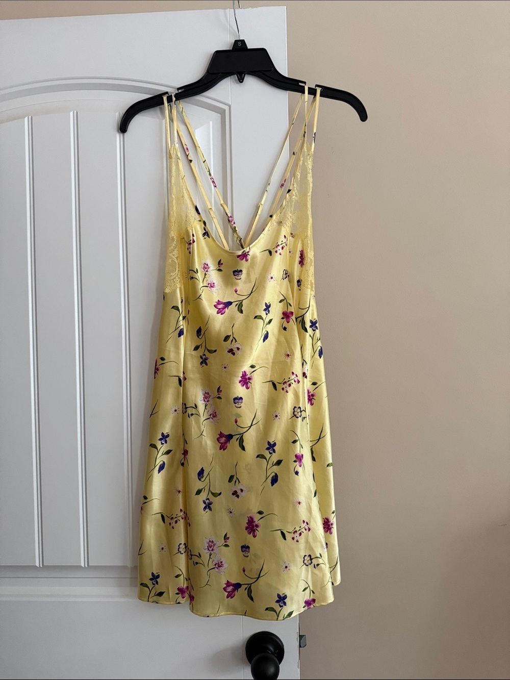 Victoria's Secret Yellow Floral Satin Chemise